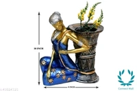 Voguish Vase - LXHXB: 10x28x10 cm, Blue, Poly Resin  , Handicraft Artifact Showpiece